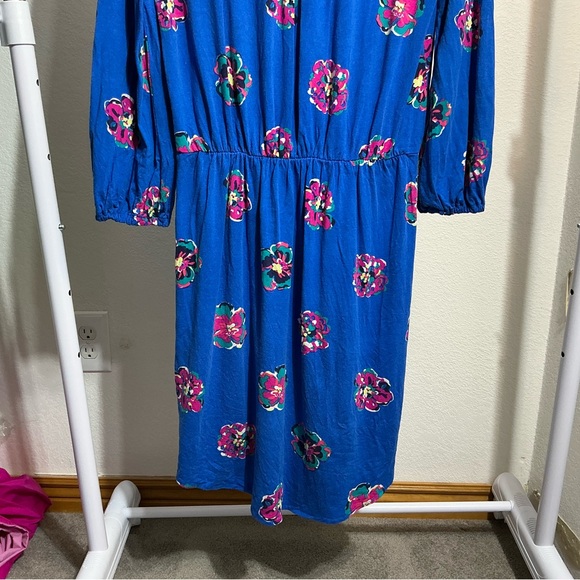 Lilly Pulitzer Dress Womens Size M Beckett Floral Midi Blue Shirt - Picture 7 of 12